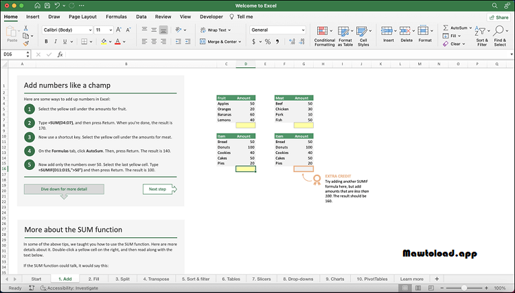 Microsoft Excel for Mac ดาวน์โหลดฟรี