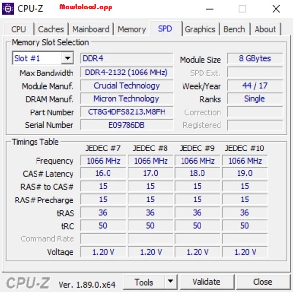 หน้าอินเทอร์เฟซ CPU-Z แสดงข้อมูล CPU เมนบอร์ด RAM และรายละเอียดระบบ