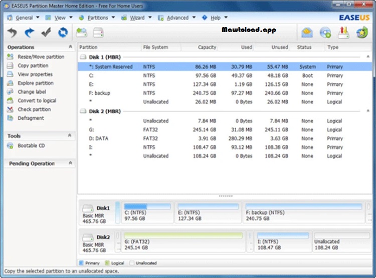 EaseUS Partition Master Free download x64