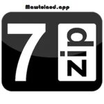 โลโก้ 7-Zip Full พร้อมไอคอนกล่องเก็บเอกสารสีดำและขาว
