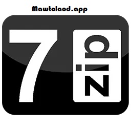 โลโก้ 7-Zip Full พร้อมไอคอนกล่องเก็บเอกสารสีดำและขาว