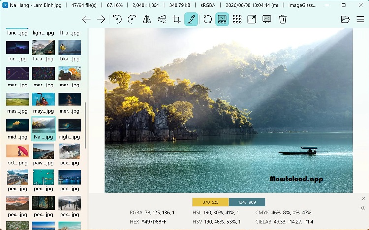 หน้าต่าง ImageGlass แสดงภาพพร้อมเครื่องมือซูม หมุน และควบคุมการแสดงผล