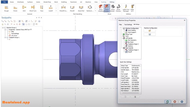 อินเทอร์เฟซ Mastercam สำหรับสร้างและปรับ Toolpath งาน Multiaxis พร้อมกำหนดทิศทางการเคลื่อนที่ของเครื่องมือ