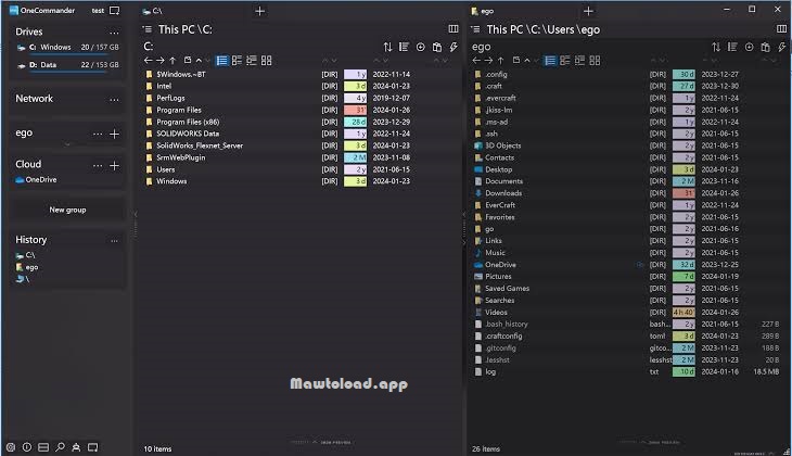 อินเทอร์เฟซ OneCommander Pro ในมุมมองจัดการโฟลเดอร์และไฟล์ พร้อมแผงรายละเอียดและ Preview สำหรับตรวจข้อมูลก่อนเปิดไฟล์