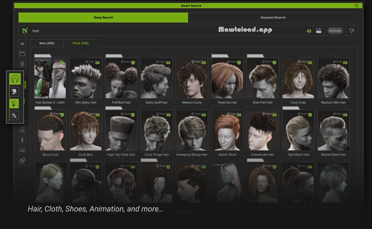 Reallusion Character Creator Free หน้าจอทำงานสำหรับปรับแต่งตัวละคร Material และโมเดล 3D