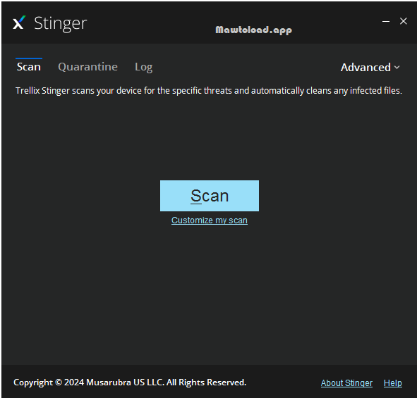 Trellix Stinger แสดงผลการตรวจจับไฟล์ต้องสงสัยและรายการภัยคุกคามหลังการสแกนระบบ